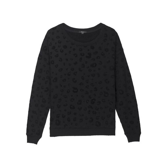 Rails Marlo Black Leopard Long Sleeve Crewneck Pullover Sweatshirt Size L - Picture 2 of 11